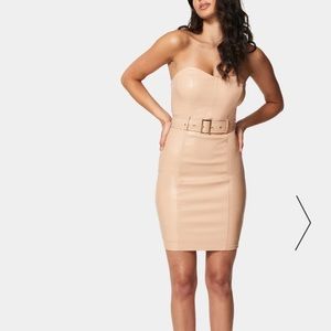 Vegan Leather Bebe Mini strapless Dress